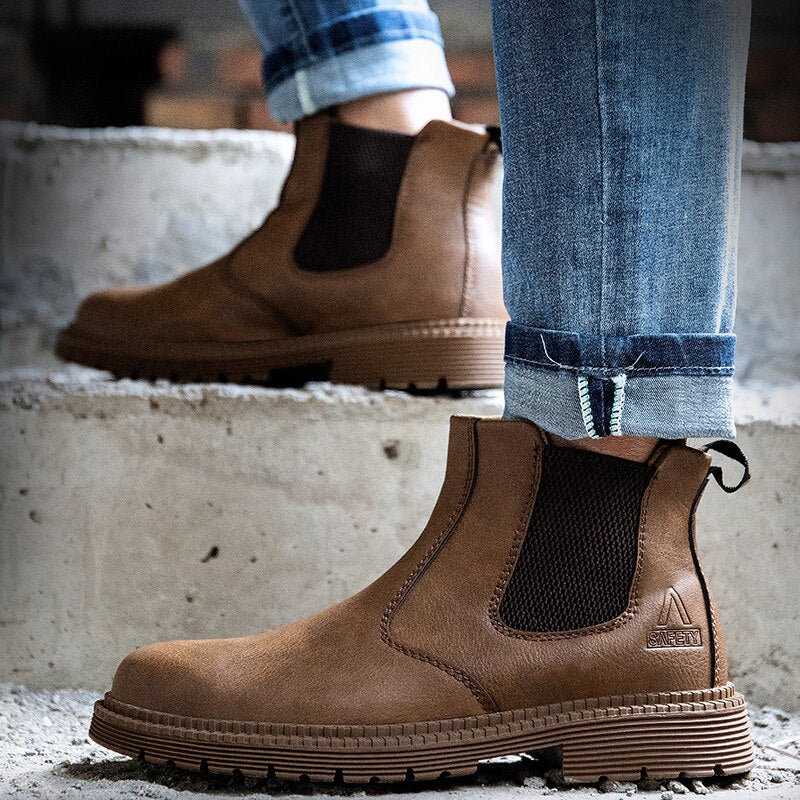 Men's Work Safety Steel Toe Chelsea Boots