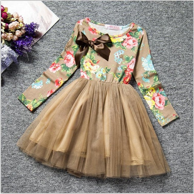 Gorgeous Girls Flower Pattern Dress