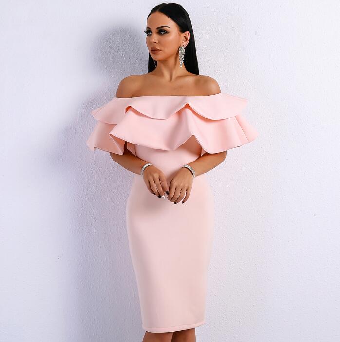 Women Sexy Off Shoulder Slash Neck Cocktail Dress
