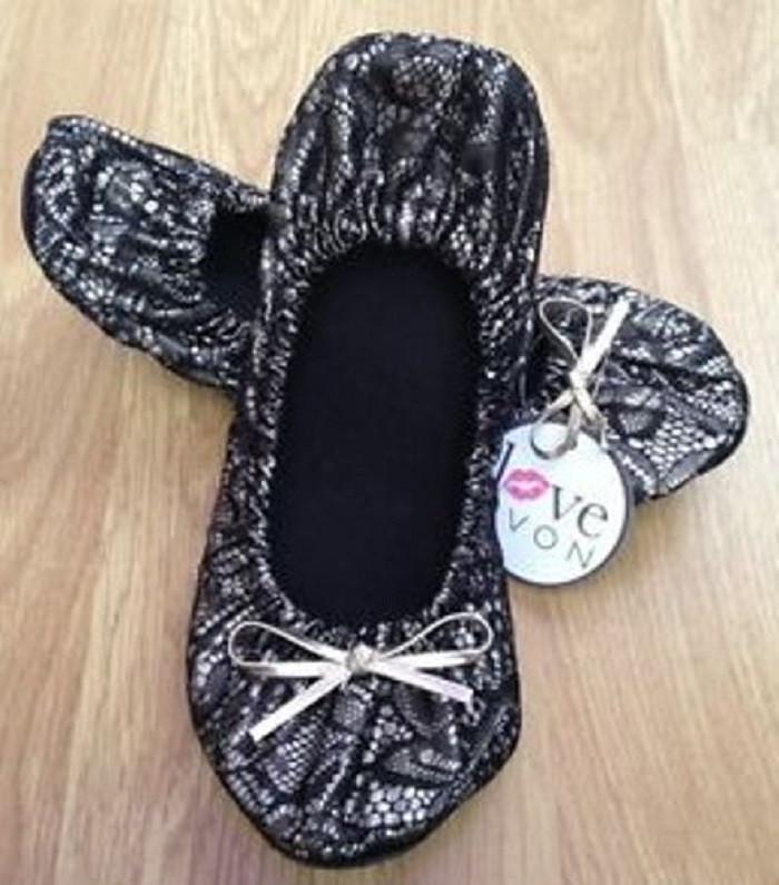 Faria Lace Fold Up Pumps - Scarlet Bloom