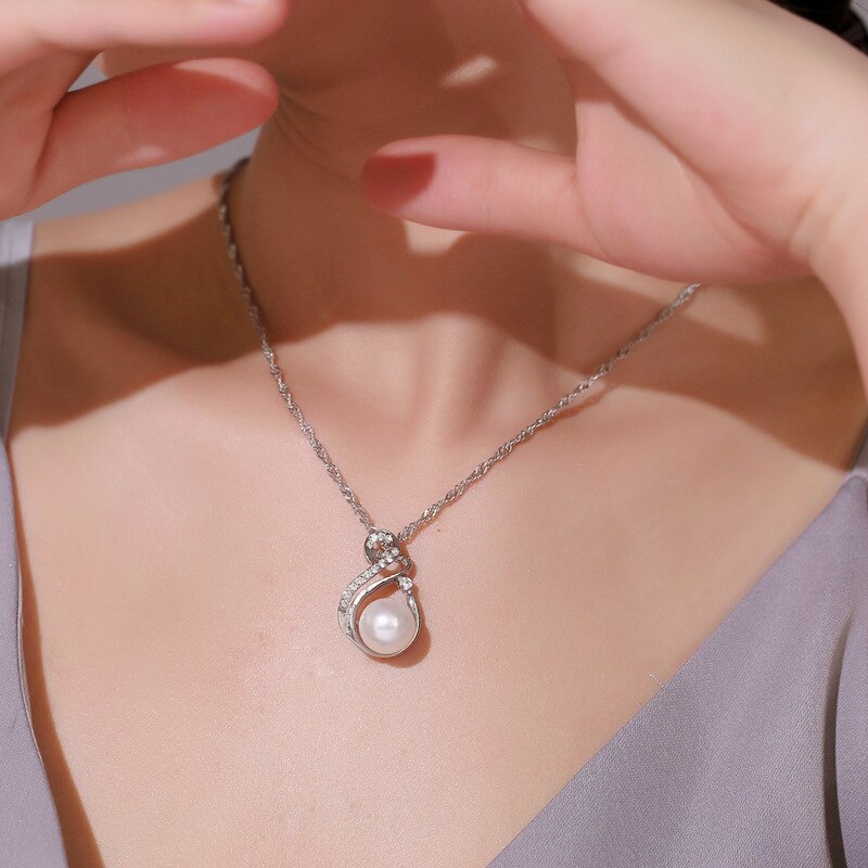 925 Sterling Silver Crystal Pendant Necklace and Earrings Bridal Jewelry Set for Women