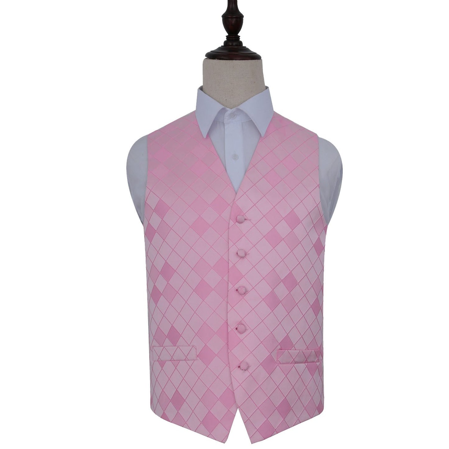 Men's Diamond Wedding Waistcoat - Scarlet Bloom