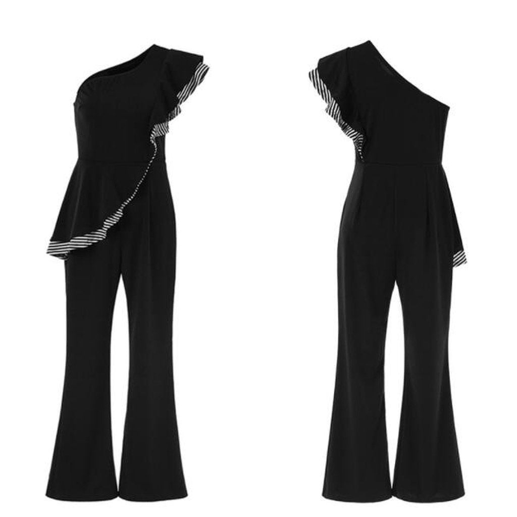 Women Sexy Sleeveless One Shoulder Bandage Party Shawl Jumpsuit