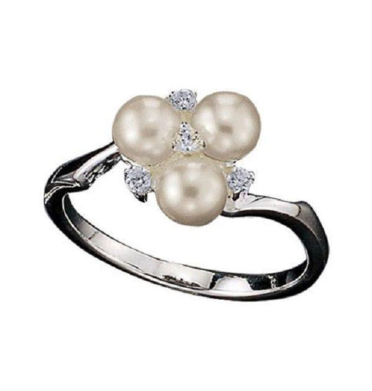 Sterling Silver Cluster Pearl Ring - Scarlet Bloom