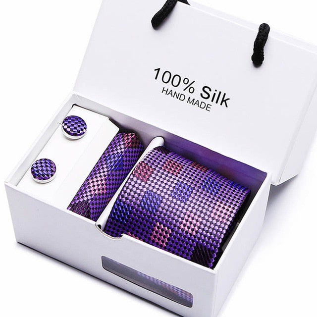Extra Long 100% Silk Men Tie Set