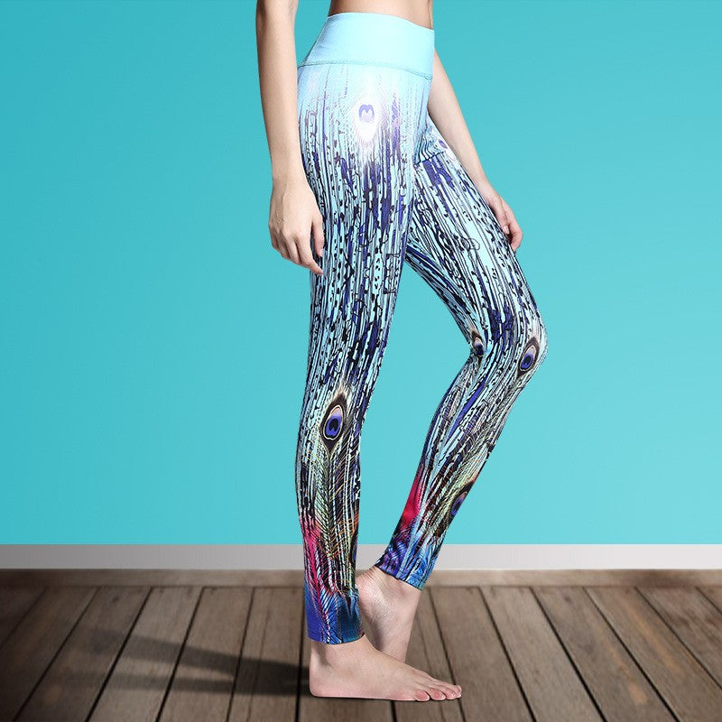 Women's Multi-Colored Printed Stretch Sports Leggings