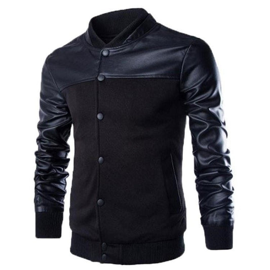 Men's Stylish Buttoned Leather Jacket