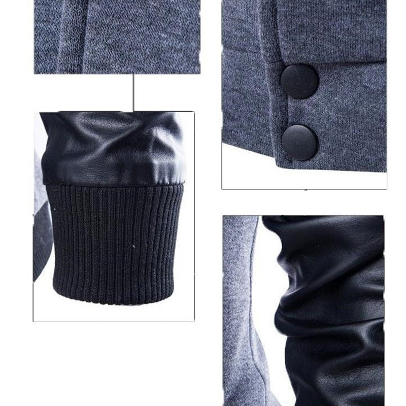Men's Stylish Buttoned Leather Jacket