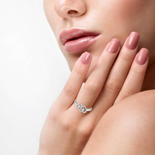 Silver Colour Alloy Dual Heart Ring