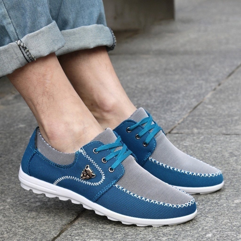 Casual Men Masculino Canvas  British Loafer Flat Shoes