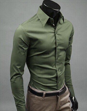 Men Long Sleeve Casual Slim Fit Solid Color Shirt