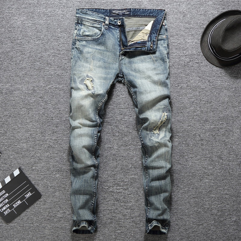 Italian Designer Men's Ripped Jeans