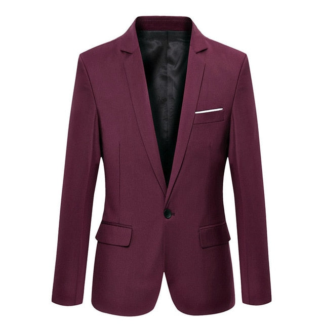 Men's Slim Fit Solid Color Dress Blazer