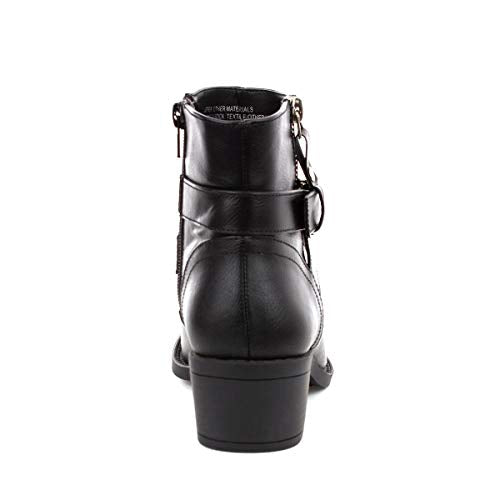 Lilley Womens Black Cross Strap Ankle Boots