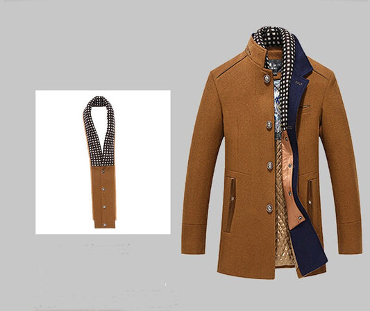 Men's Winter Long Wool Trench Coat