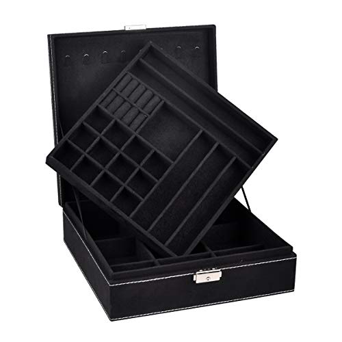 NirongLavie 2-layer Square-shaped Suede Jewellery Box