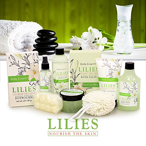 Body and Earth Spa Basket Bath Gifts Set for Her 10 Pieces