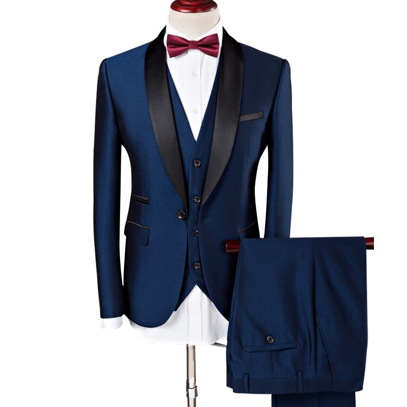 Men's Shawl Collar 3 Pieces Slim Fit Tuxedo Suit