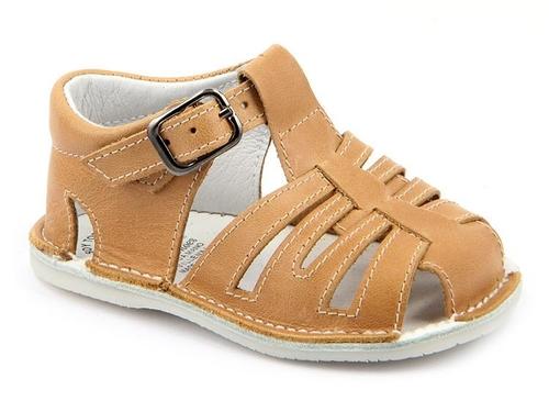Leather Patucos Casual Camel Sandals for Boys - Scarlet Bloom