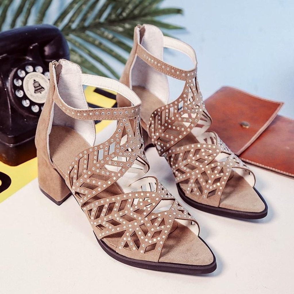 Women Rhinestones Patent Leather Sandals