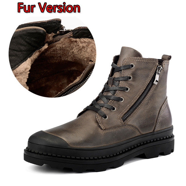 Men's Genuine Leather Waterproof Ankle Outdoor Boots