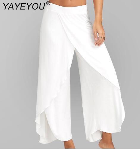 Women's Split Mid Waist Casual Beach Harem Trousers
