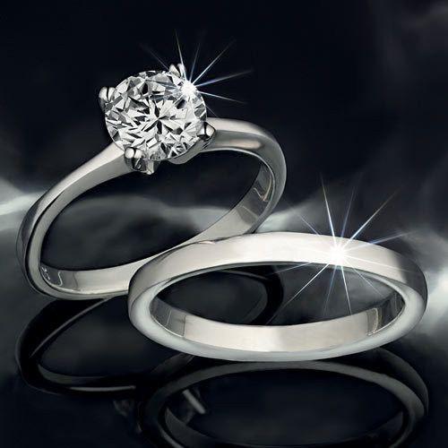 Diamondesque Wedding and Engagement Ring Set - Scarlet Bloom