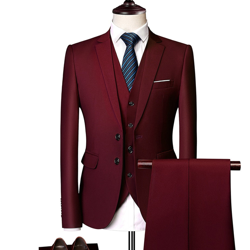 Men's Slim Fit Formal Occasion Suit - 3Pcs Set