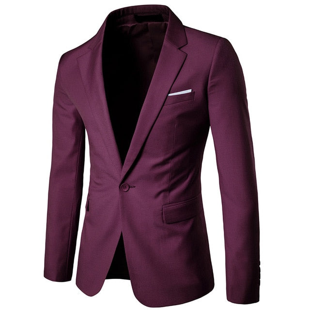 Men's Purple Single Breasted One Button Suit Blazer