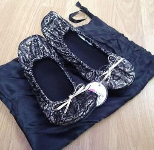 Faria Lace Fold Up Pumps - Scarlet Bloom