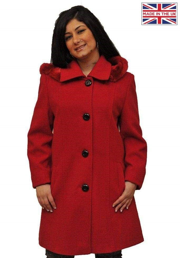 Women's Faux Fur Trim Hooded Coat