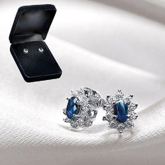 Stunning Genuine Sapphire Stud Earrings - Scarlet Bloom
