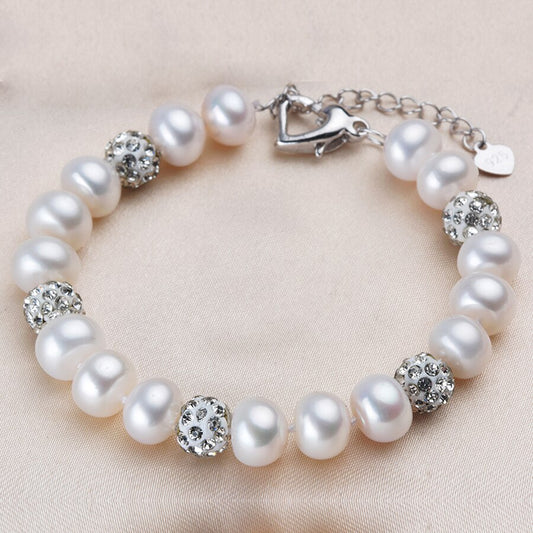 Dainashi New Design Natural Freshwater Pearl Necklace, Bracelet and Earrings Wedding Jewelry Set for Women with 925 Sterling Silver