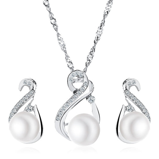 925 Sterling Silver Crystal Pendant Necklace and Earrings Bridal Jewelry Set for Women