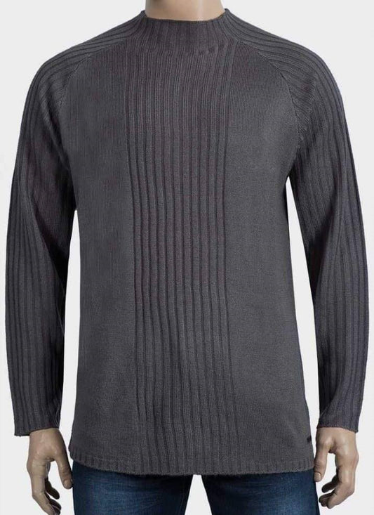 Men's High Neck Ribbed Knitted Jumper