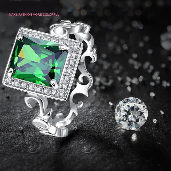 5.3CT Emerald Solid 925 Sterling Silver Elegant Wedding Ring for Women