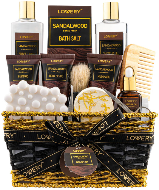 Men's 14Pc Sandalwood Beard Grooming Kit Bath Set