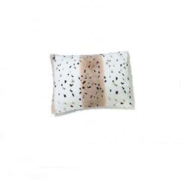 Snow Leopard Print Faux Fur Cushion with Beige Fleece Back 