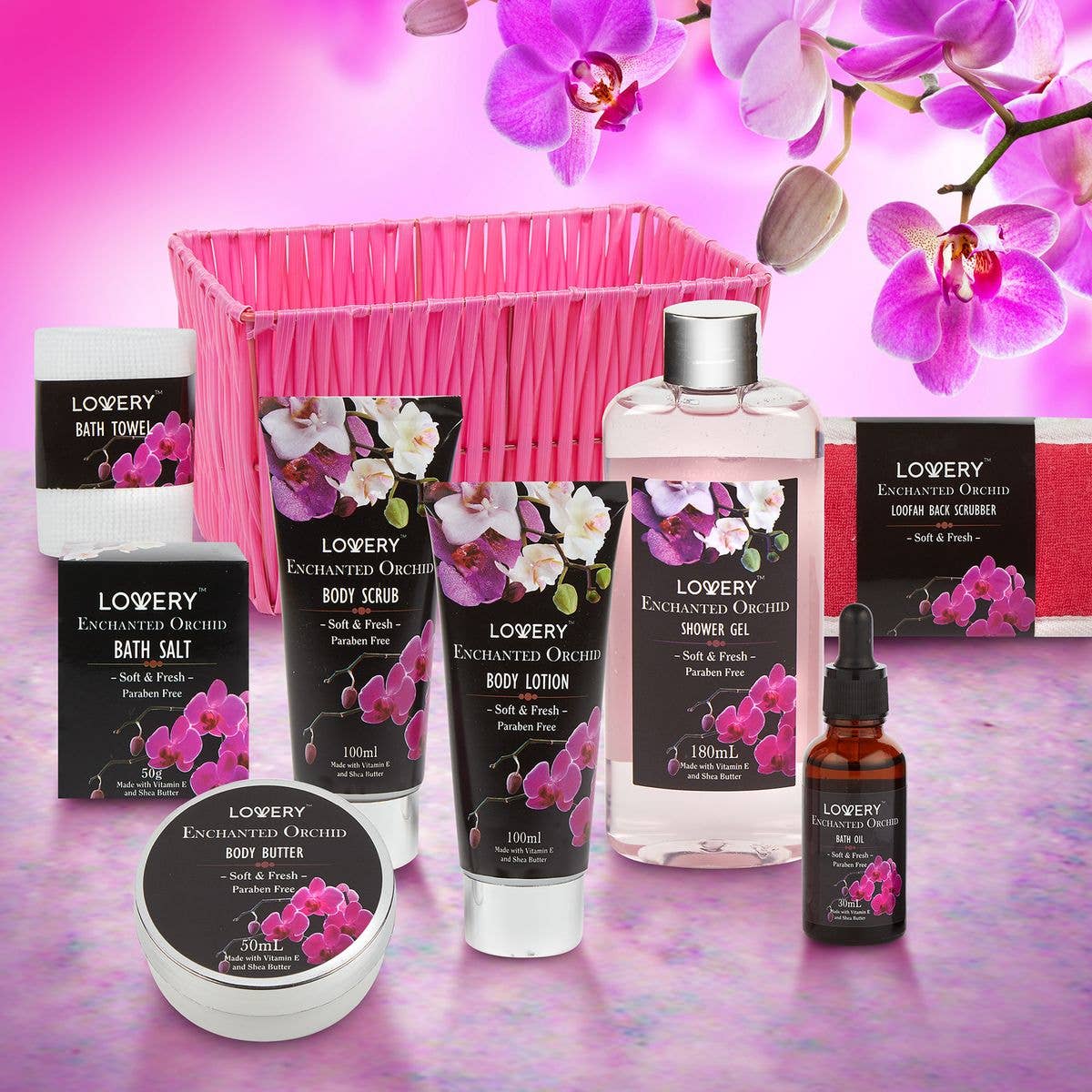 Enchanted Orchid Bath & Body Gift Basket for Women