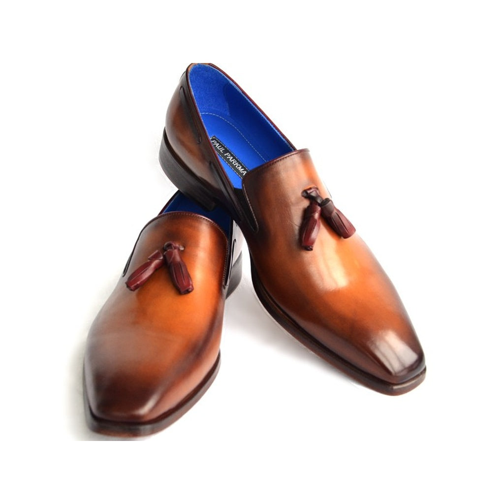 Paul Parkman Men's Tassel Loafer Walnut Leather Sole Shoes