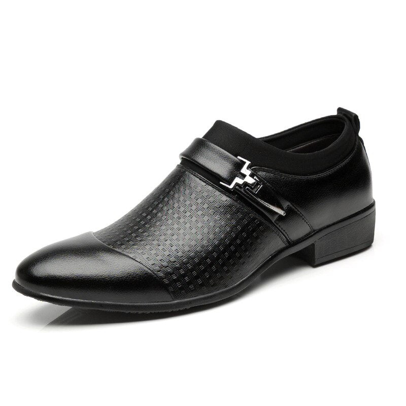 Autumn Men's Leather Slip-On Flat Oxford Pointed Toe Dress Smart Shoes