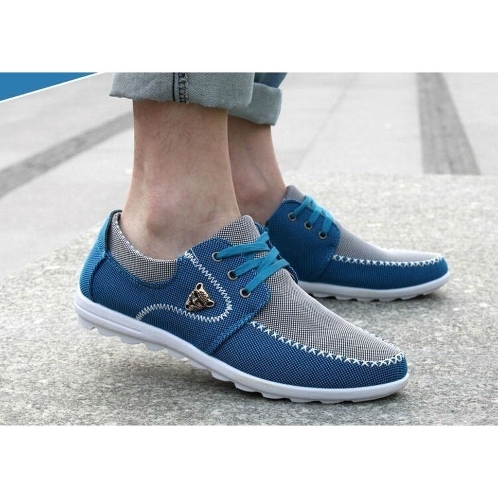 Casual Men Masculino Canvas  British Loafer Flat Shoes