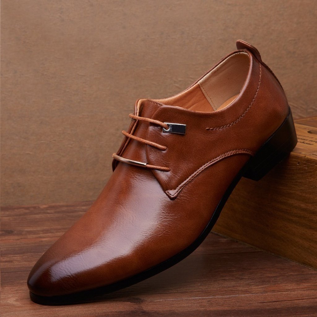 Men's Oxford Leather Fashion Dress Flat Shoes