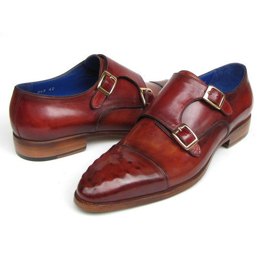 Paul Parkman Double Monkstrap Burgundy Men's Shoes