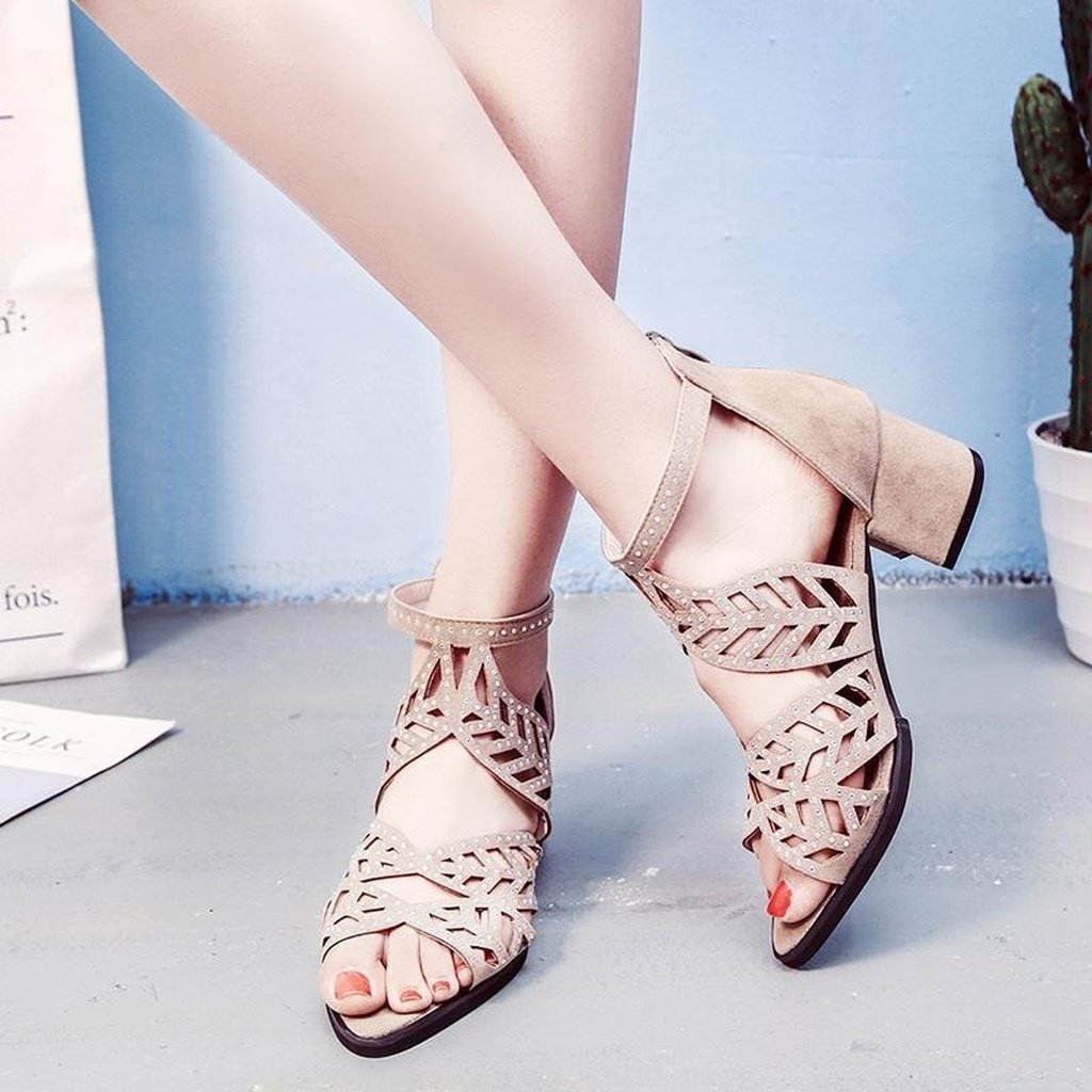 Women Rhinestones Patent Leather Sandals
