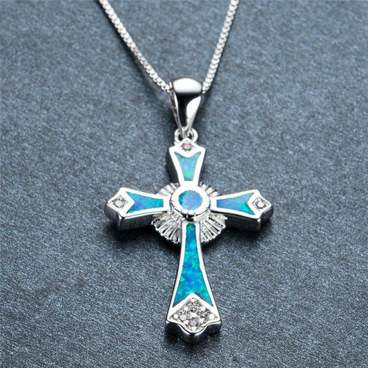 Lucky Symbol 925 Sterling Silver Cross Pendant Necklace for Women