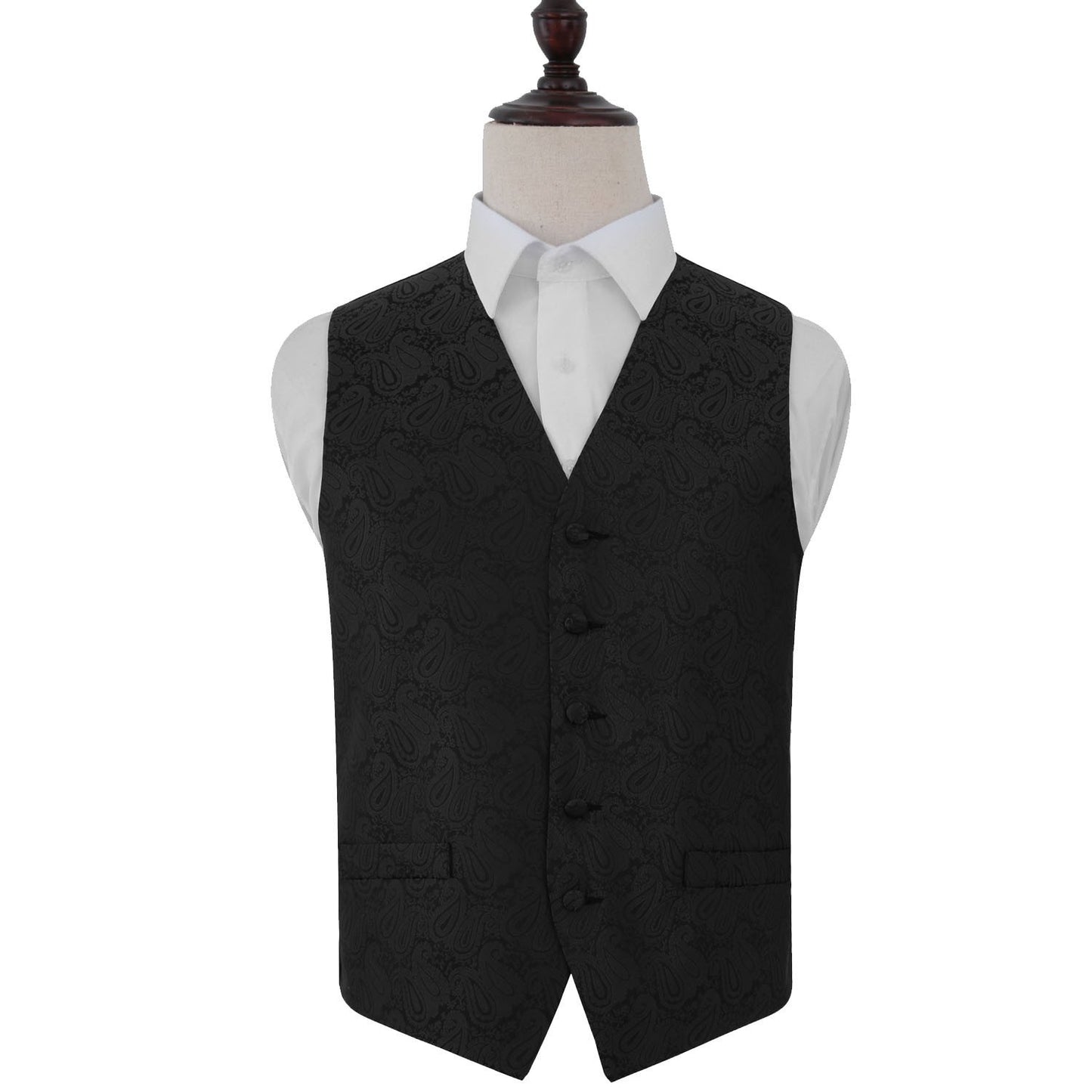 DQT Men's Black Paisley Woven Waistcoat - Formal Tuxedo Vest For Weddings (Sizes 36-50)