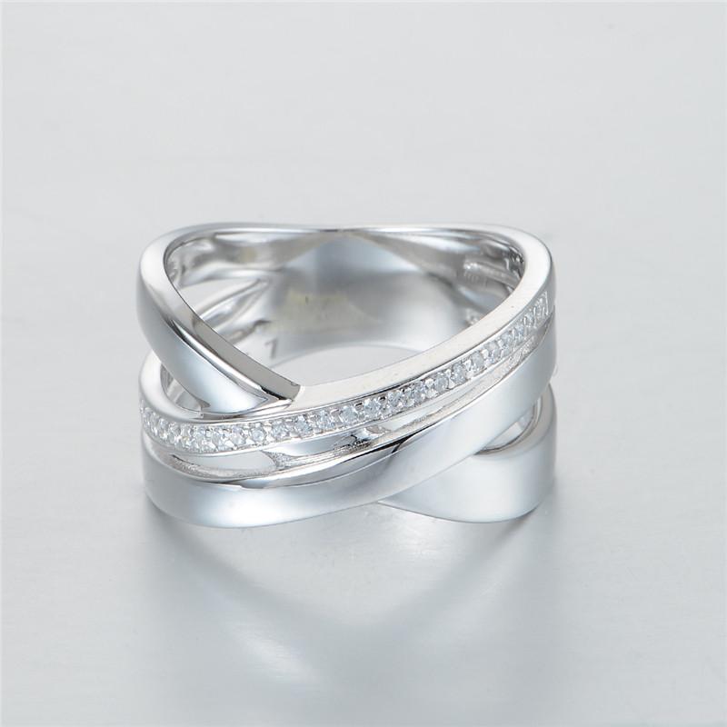 Unisex Trendy Style 925 Sterling Silver Clear Crystal Wedding band by GW Jewellery - Scarlet Bloom