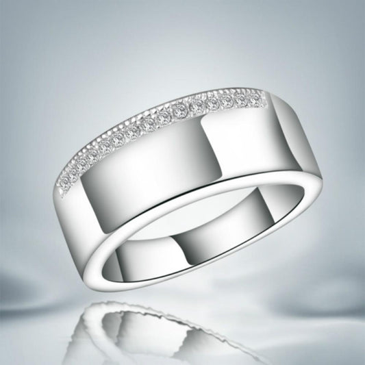 Unisex 925 Sterling Silver Geometric Unique Style Fashion Jewellery Wedding Band - Scarlet Bloom