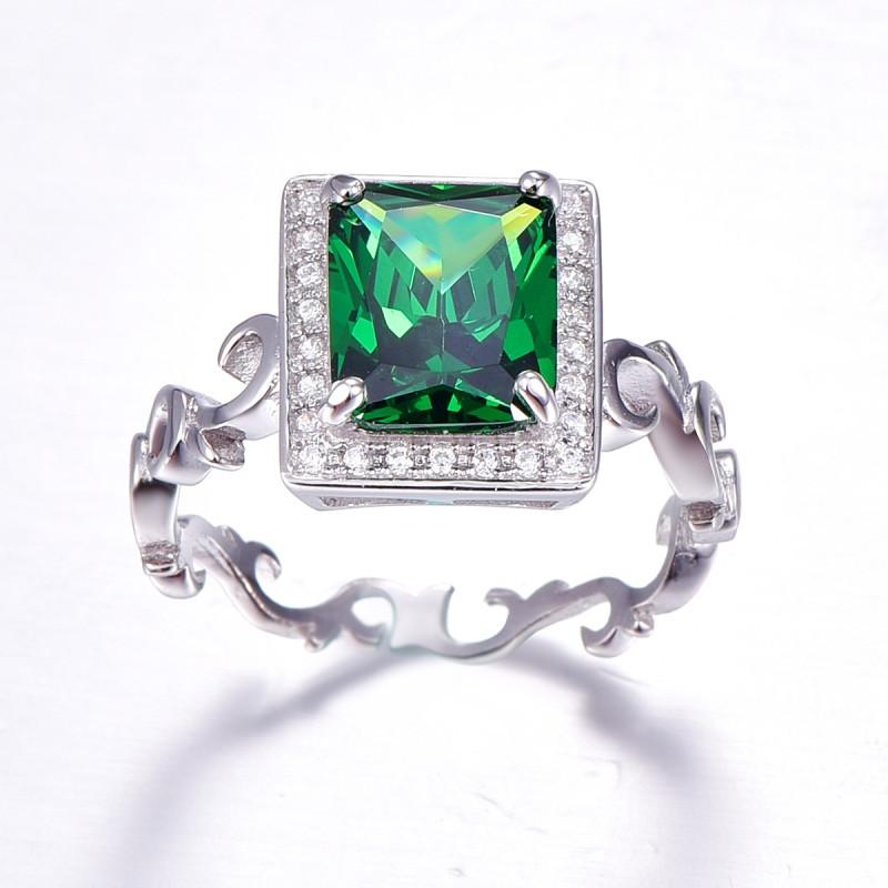 Jrose 5.3CT Emerald Solid 925 Sterling Silver Elegant Wedding Ring for Women - Scarlet Bloom